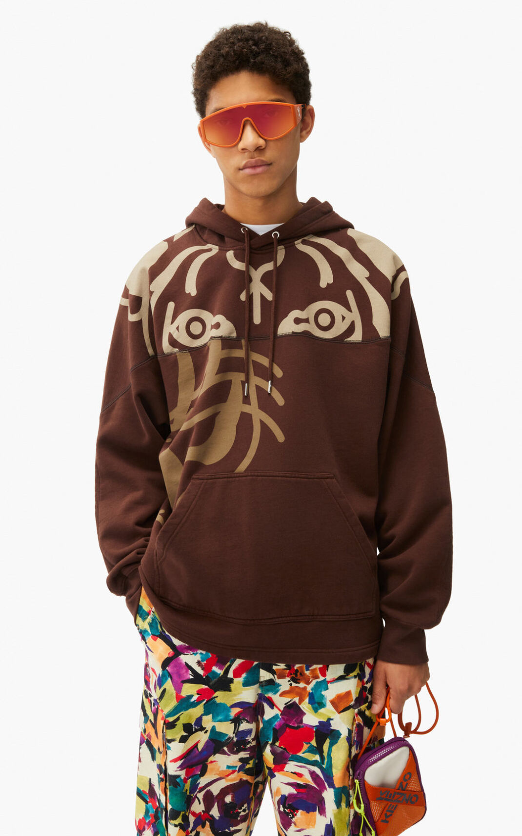 Sudaderas Con Capucha Kenzo K Tiger Hombre Marrones Oscuro LRB125083